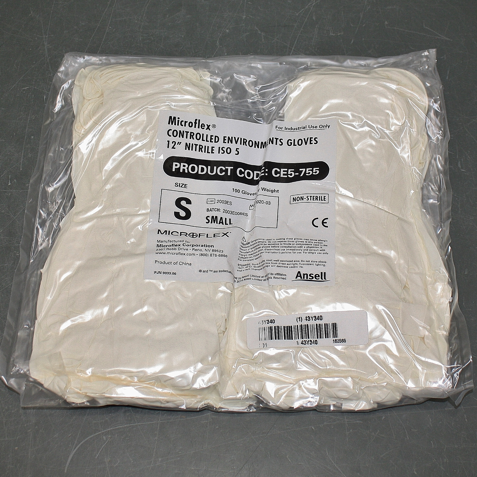 (1000) Ansell Microflex 12″ Cleanroom Gloves CE5-755-S, Size S / 7 Nitrile ISO 5