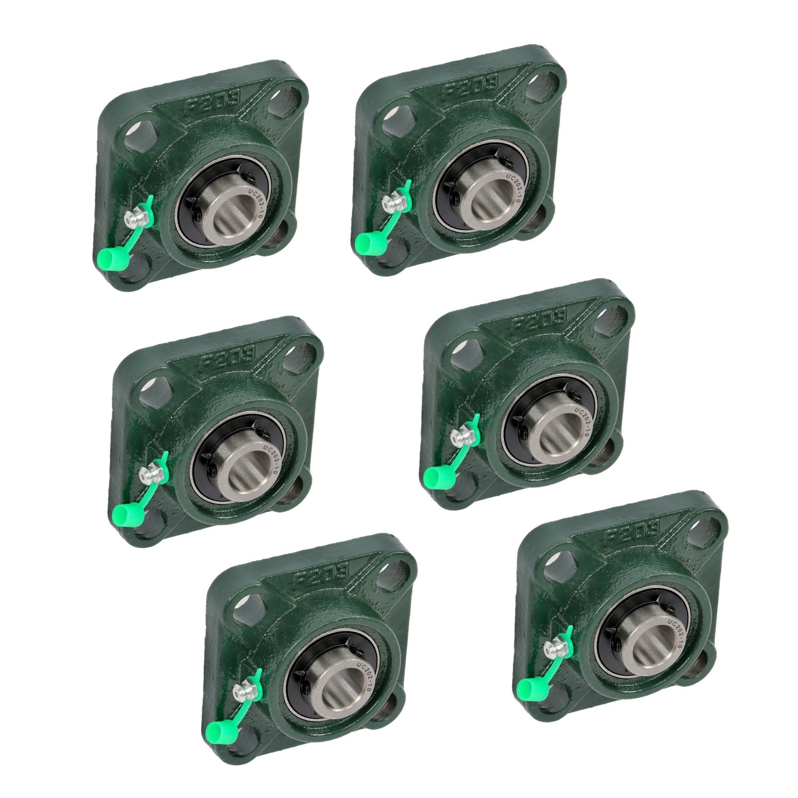 6PCS UCF202-10 Pillow Block Bearing 5/8″ Bore 4-Bolt Self-Aligning Solid Base