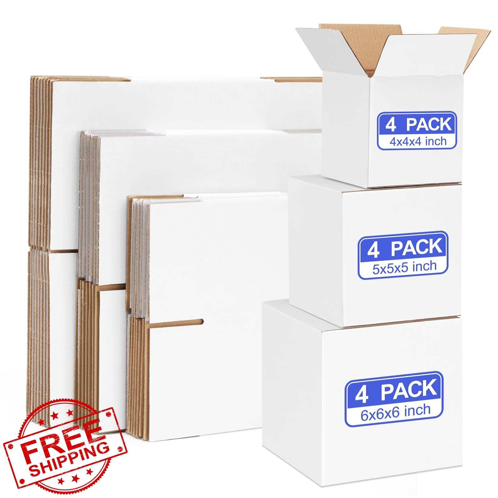 Eupako 12 Pack Small Shipping Boxes Assorted Sizes, 4x4x4 and 5x5x5 and 6x6x6…