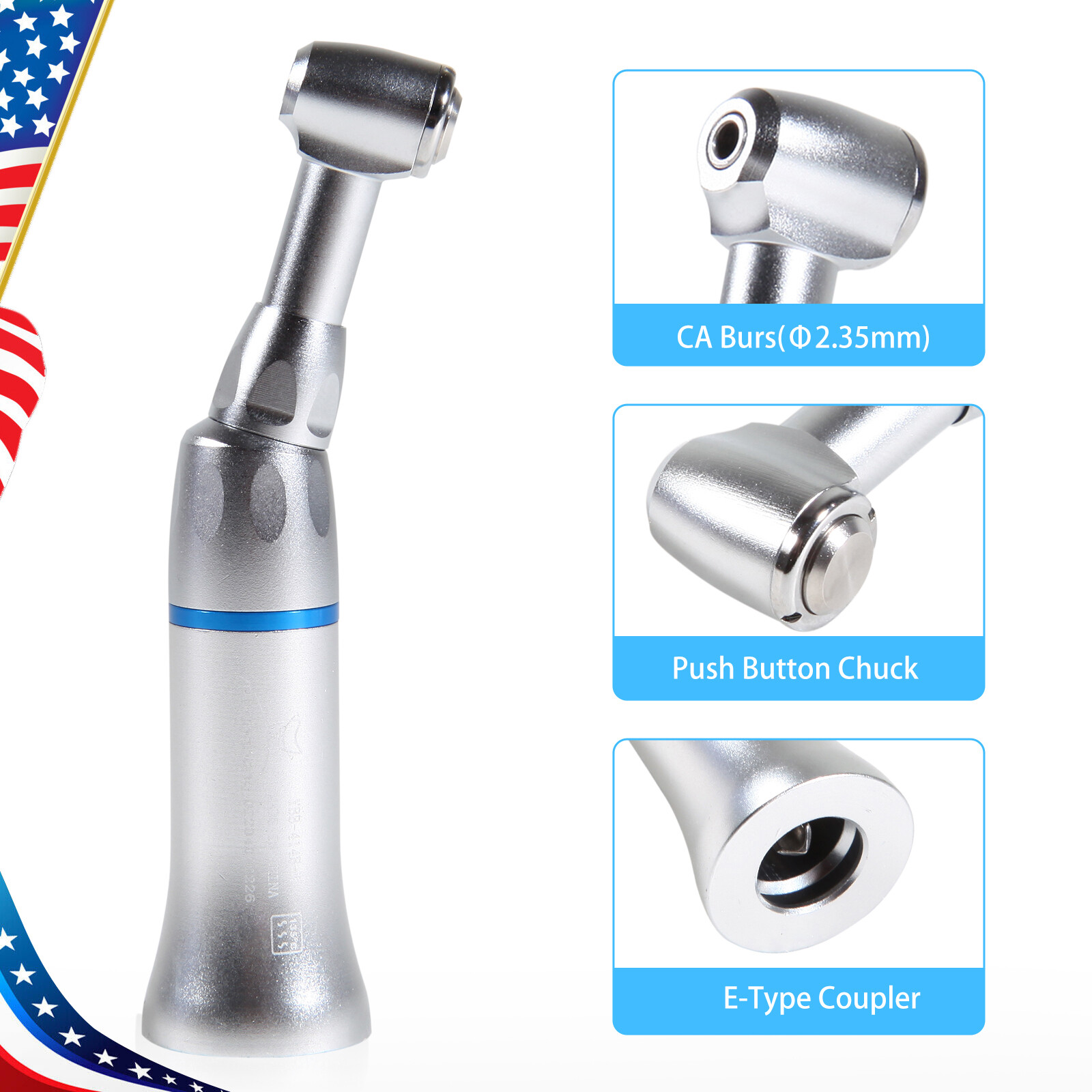 Slow Low Speed Dental Handpiece Push Button Contra Angle for NSK Style E-type US