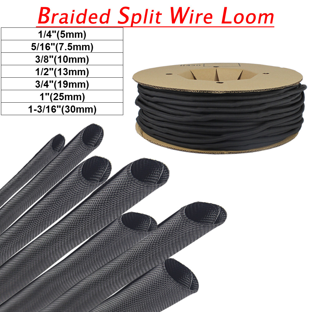 Wire Loom for High-Temperature Auto Harness Wrap Home Cable Manage 10’&30’Length