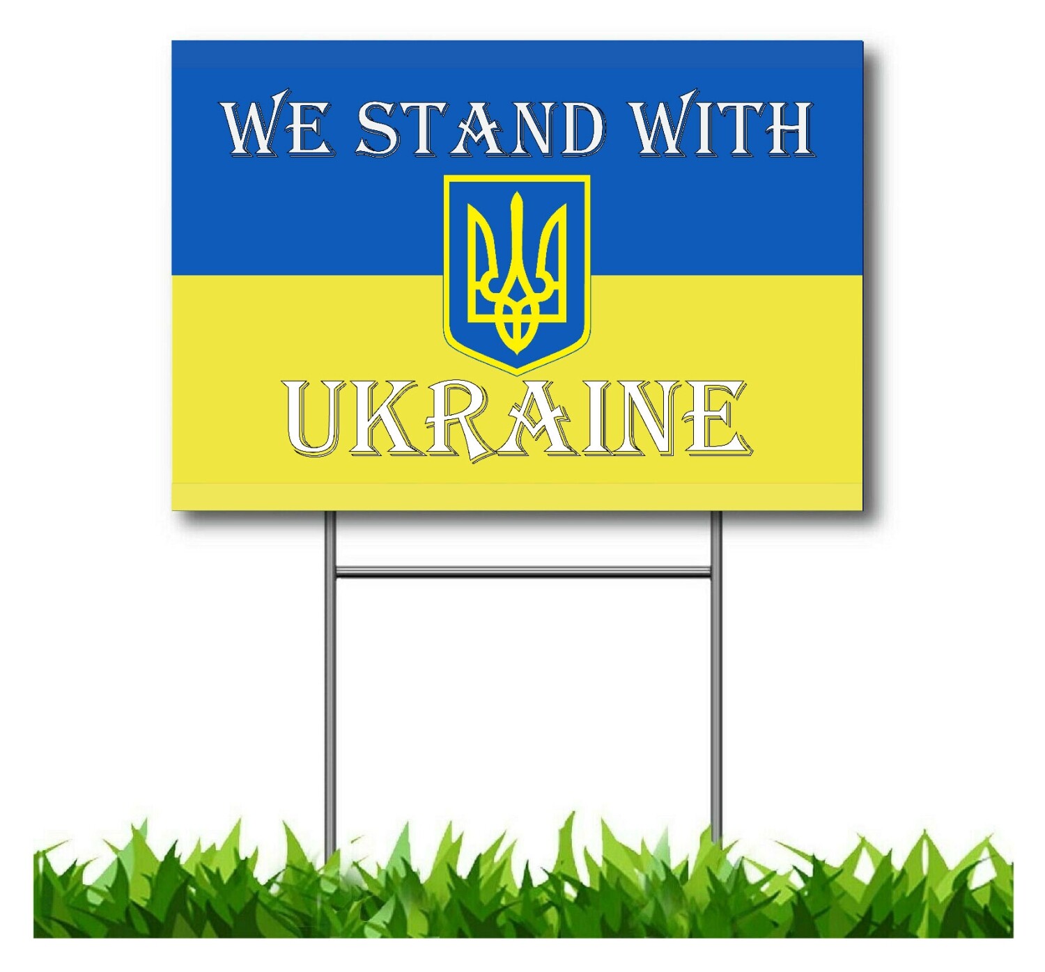 Ukraine Flag 12×18″ YARD SIGN WITH FREE STAKES MADE IN USA FAST SHIPPING