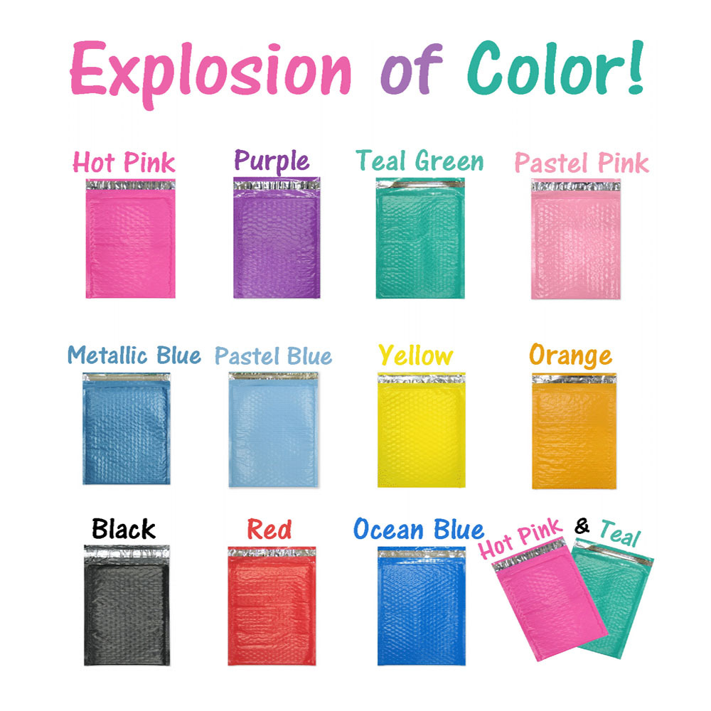 8.5×12 Colored Poly Bubble Mailers Pink,Teal, 8×12 Shipping Mailing Envelopes #2