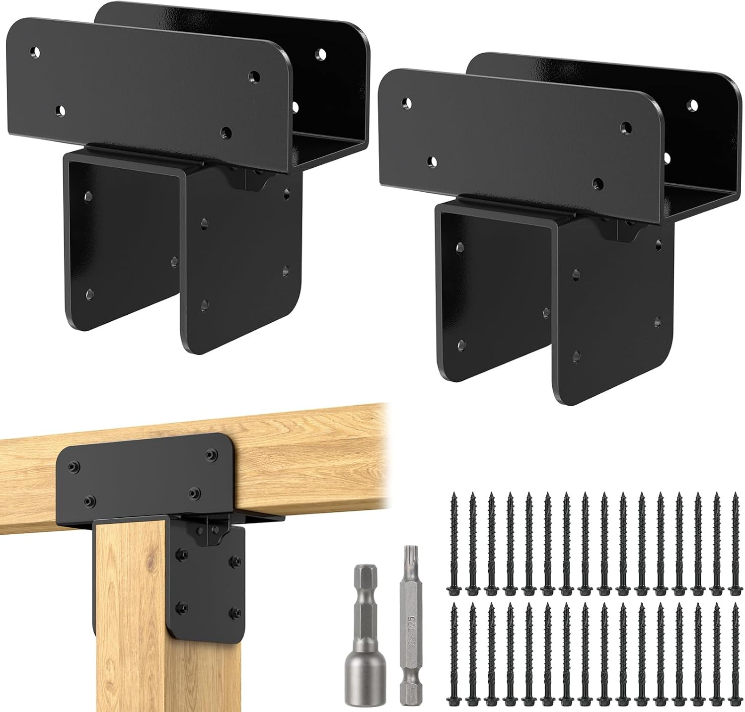 4X4 Stainless Steel Pergola Brackets, Heavy Duty Post Cap Tie Bracket 2Pcs | Act
