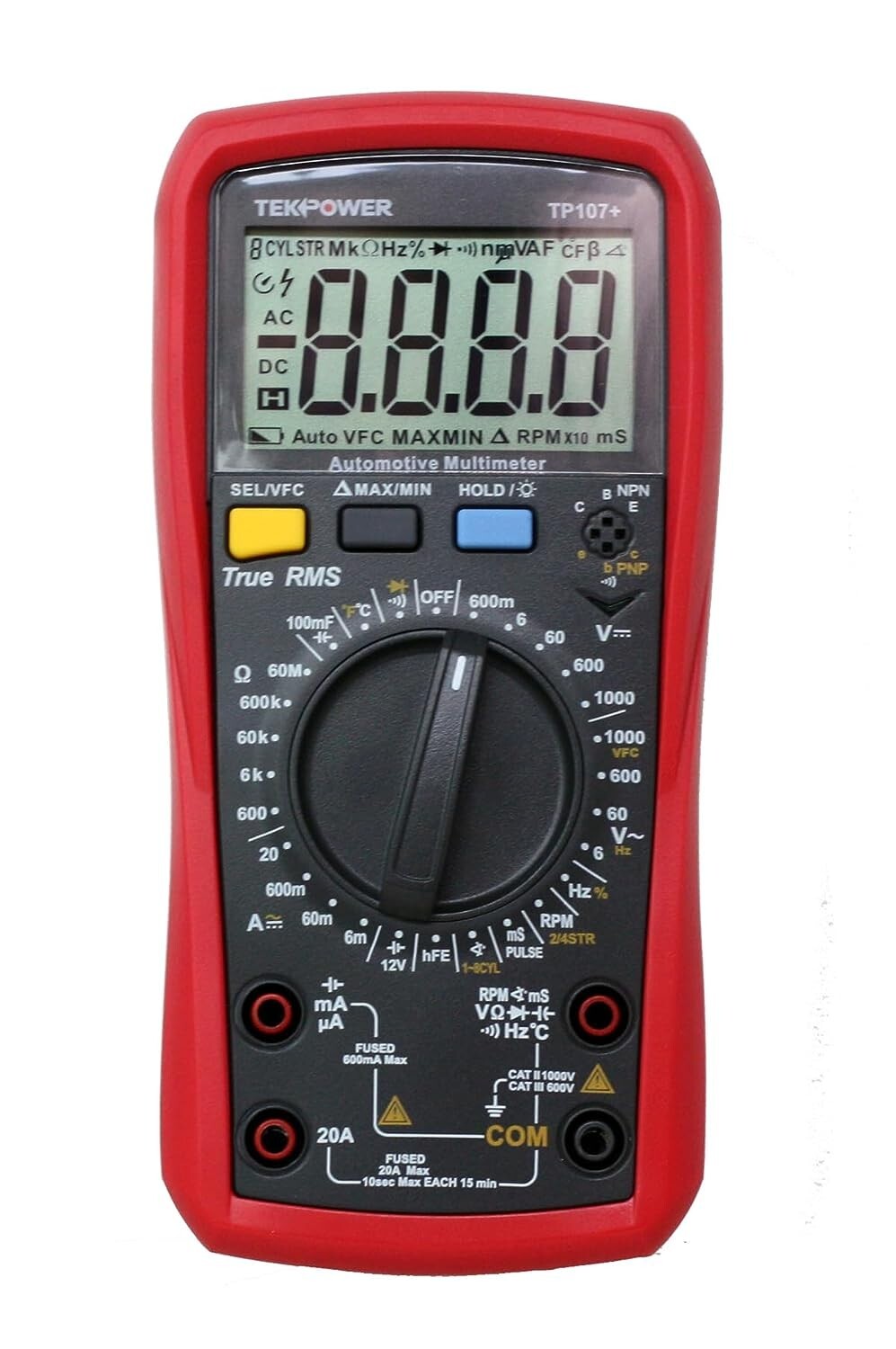 Tekpower TP107+ True-RMS Automotive Multimeter RPM Pulse Width Dwell Angle Meter