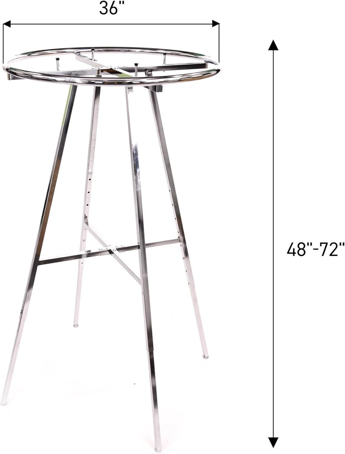 Chrome 36″ Round Clothing Rack Height 48 – 72″ H Leveler Glides Garment