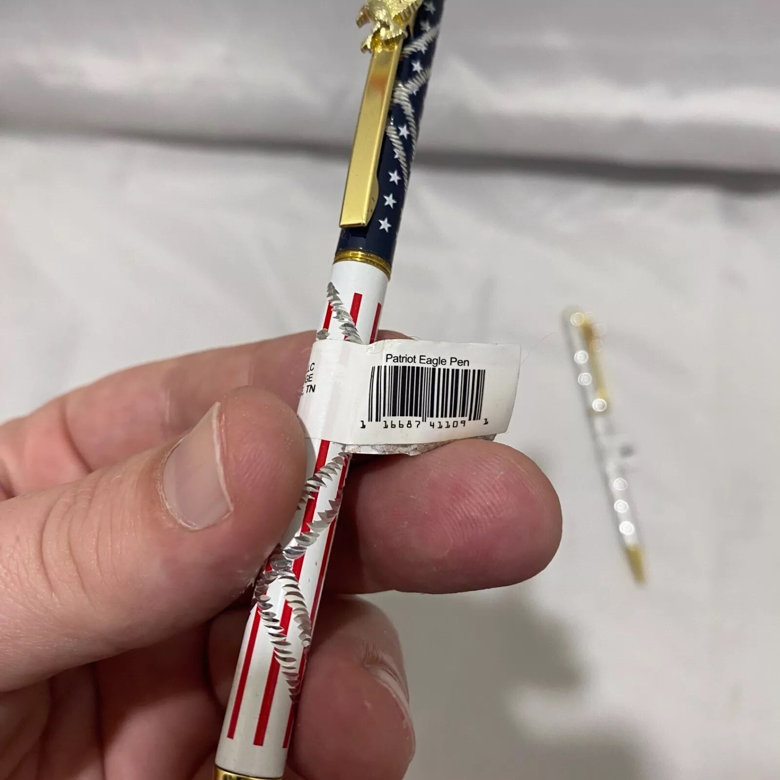 Aluminum Shaft Twist Pens His Her Eagle Angel Silver Red White Blue Set