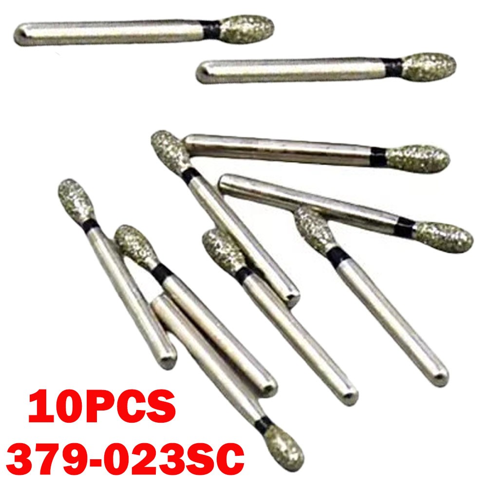 10Pc Dental Diamond Burs FG Egg Football 379/023SC Super Coarse High Speed Black