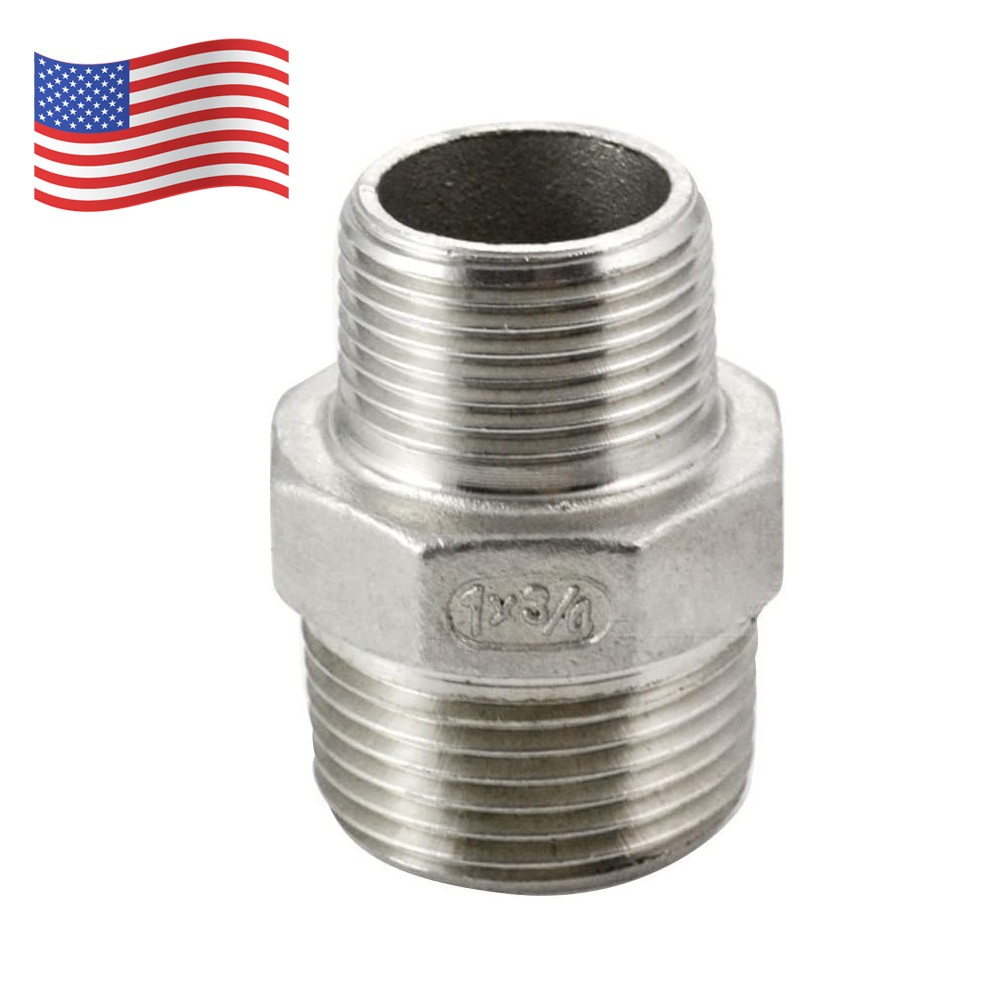 1″ to 3/4″ Male NPT Hex Nipple Pipe Fitting Reducer Adapter Stainless Steel 304