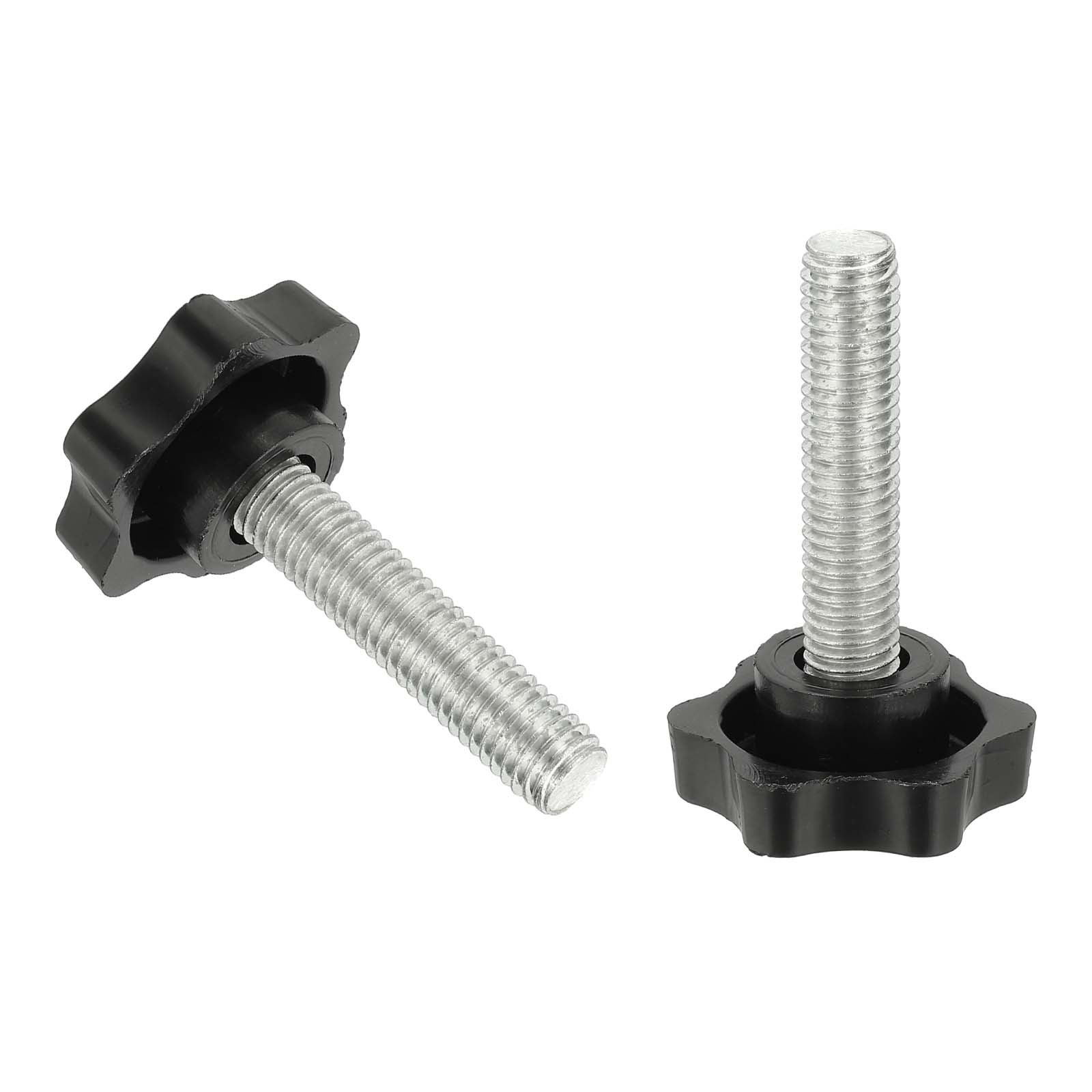 M10 x 45mm Thread Star Knobs, 2Pcs Plastic Star Hand Tightening Screw, Black
