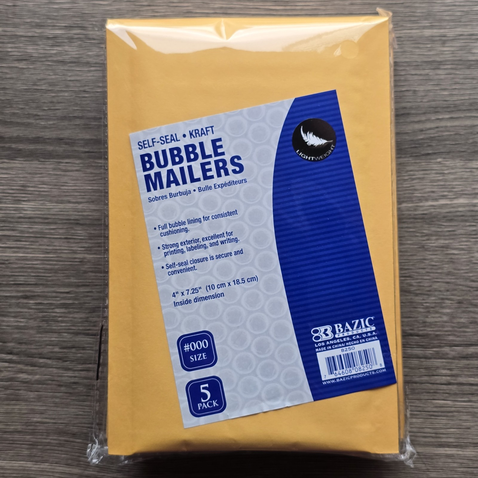 5x #000 Bubble Mailers Padded Self Seal Kraft Shipping 4″ x 7.25″ inside