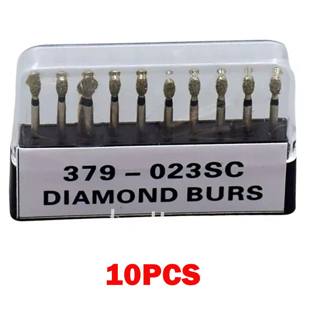 10Pcs Dental Diamond Bur FG Egg Football 379/023SC Super Coarse High Speed USA