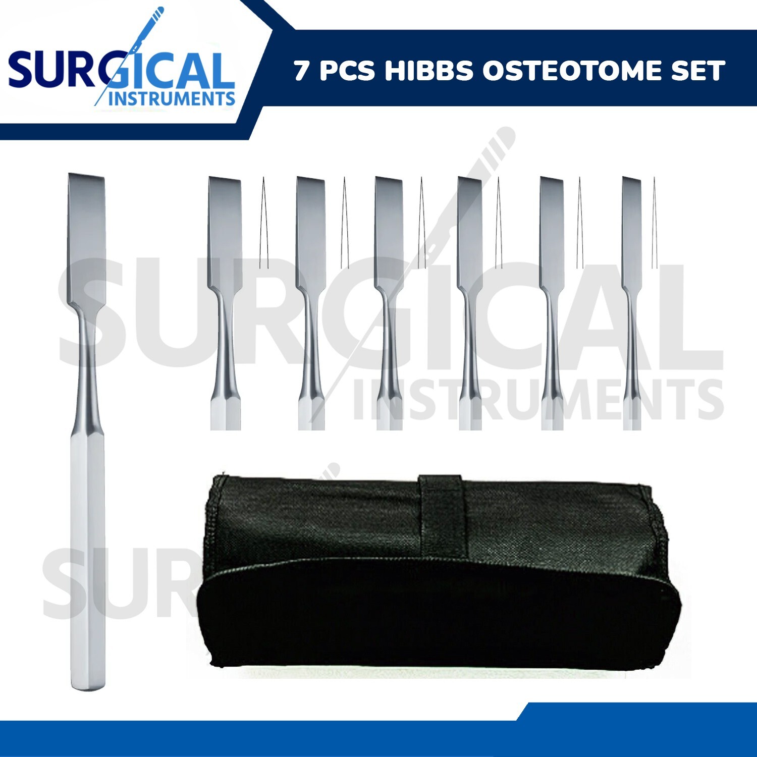7 Pcs Hibbs Osteotome Set Orthopedic Surgical Instruments Stainless German Grade