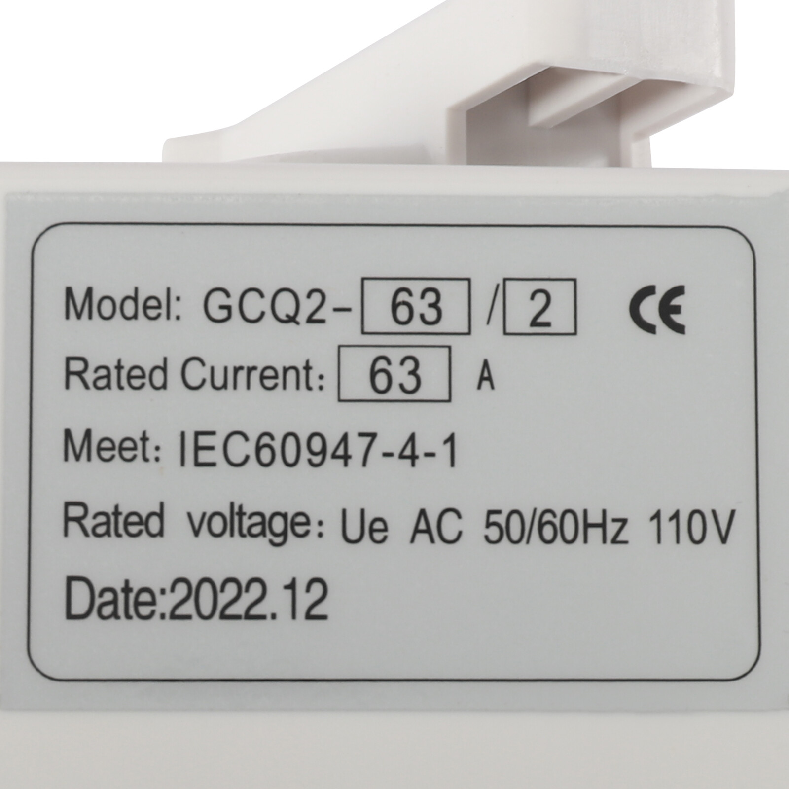 63A 2P 110V Dual Power Automatic Transfer Switch Generator Changeover Switch