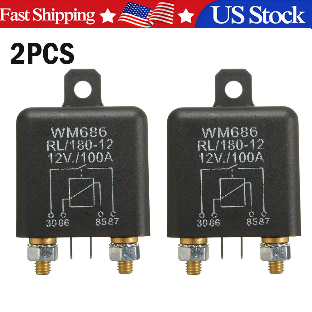 2PC 12V 100Amp 4-Pin Heavy Duty ON/OFF Switch Split Charge Relay For Auto Boat~