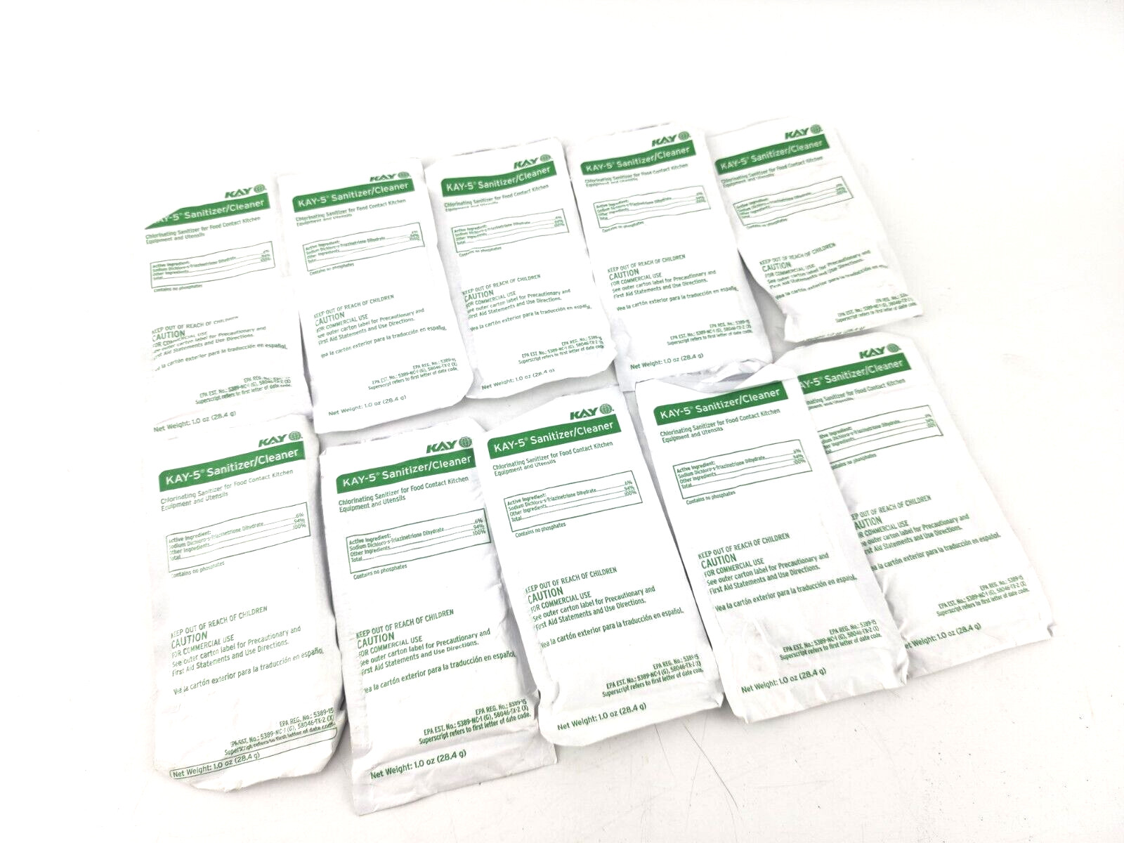 Lot of 10 (1oz) Packets Kay 5 Packet Cleaner Commercial Kitchen