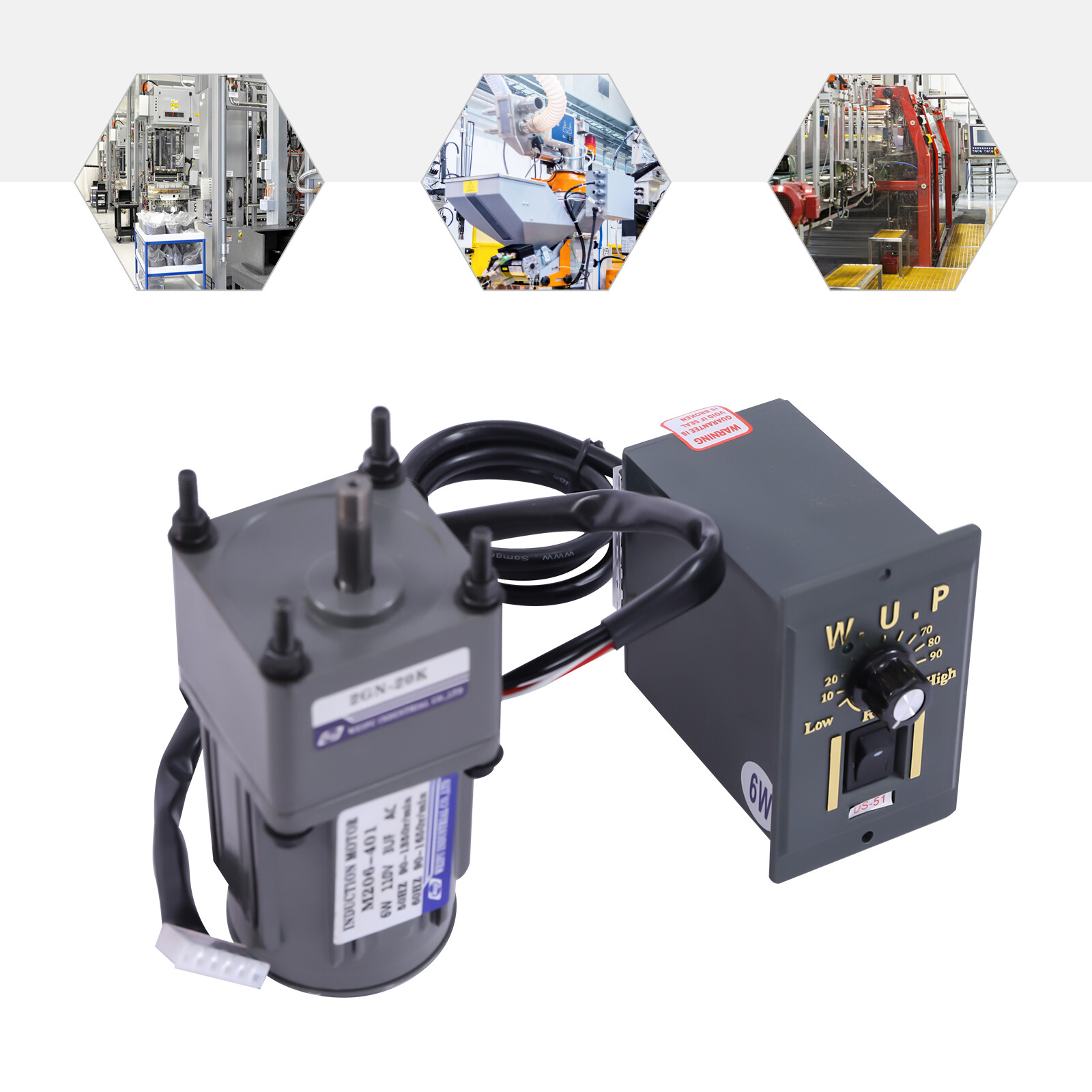 110V Gear Motor with Speed Controller – Adjustable Speed Regulator (20K)