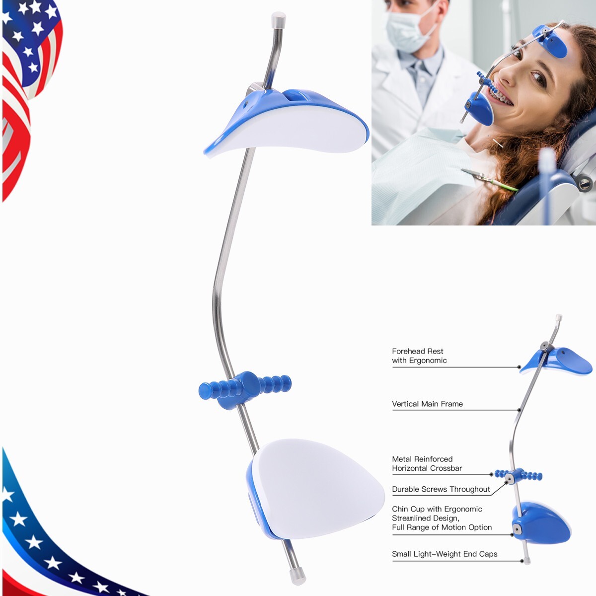 Dental Adjustable Orthodontic Reverse Pull Headgear Facemask Facial Mascara Blue
