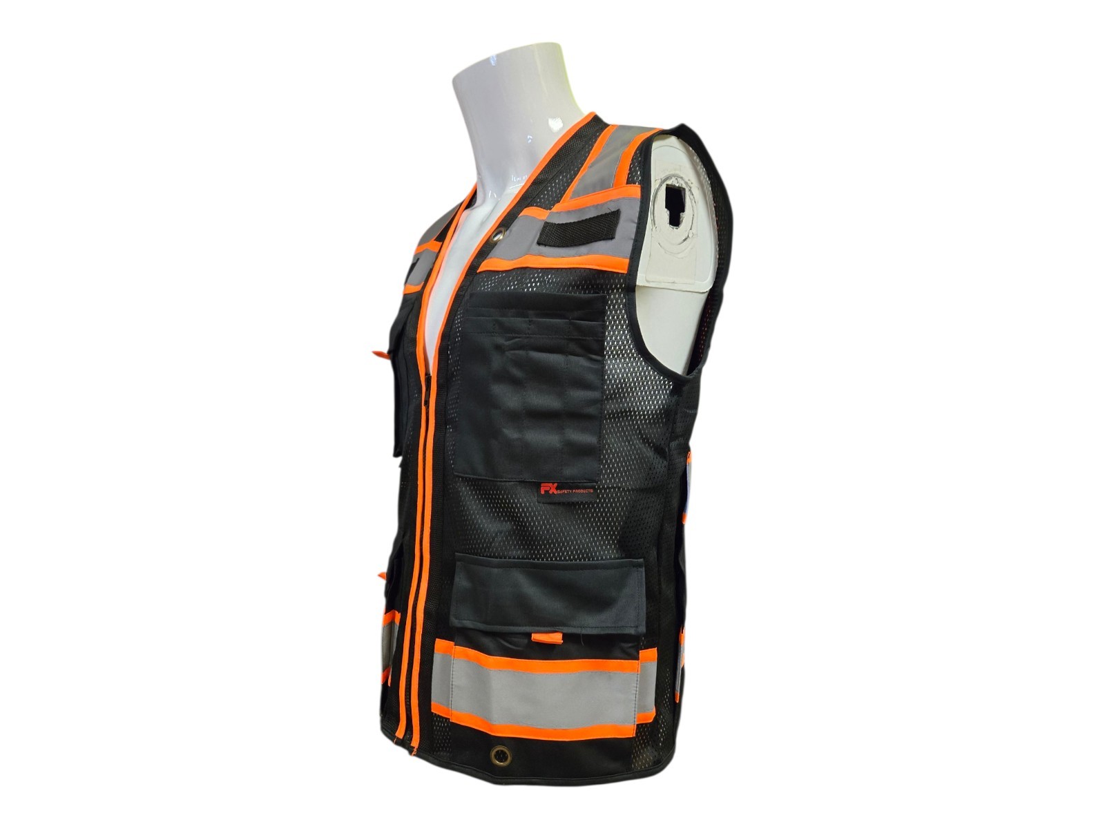 Black Hi-Vis Safety Vest With Plan Pocket, Size XS To 5XL
