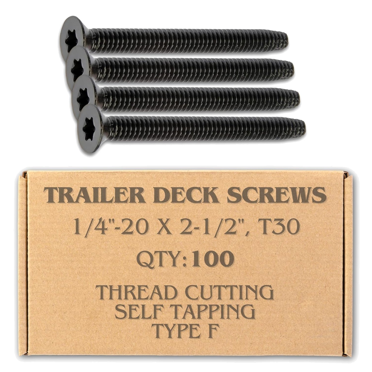 Trailer Deck Screws 1/4-20 X 2-1/2″ | Flathead Torx Drive