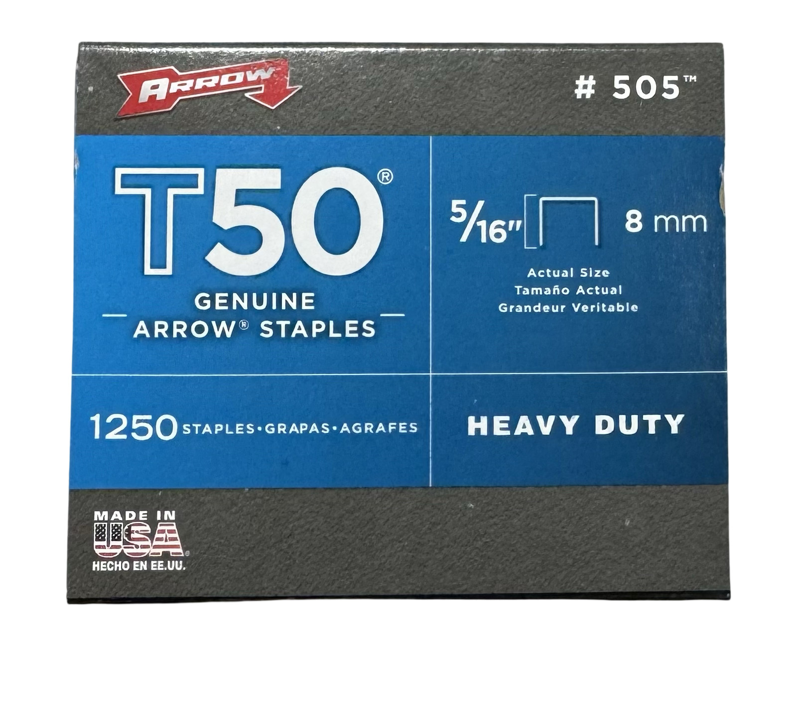 Arrow 5/16″ T50 Genuine Arrow Heavy Duty Staples 1250 Pack #505
