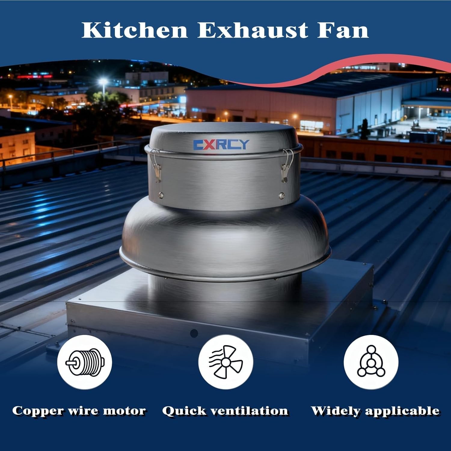 1400 CFM Upblast Roof Exhaust Fan Direct Drive for Warehouse Factory Kitchen