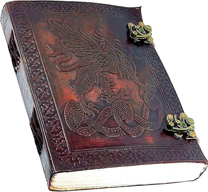 Handmade Genuine Leather Journal 6×8 Griffin Embossed Vintage Diary Notebook