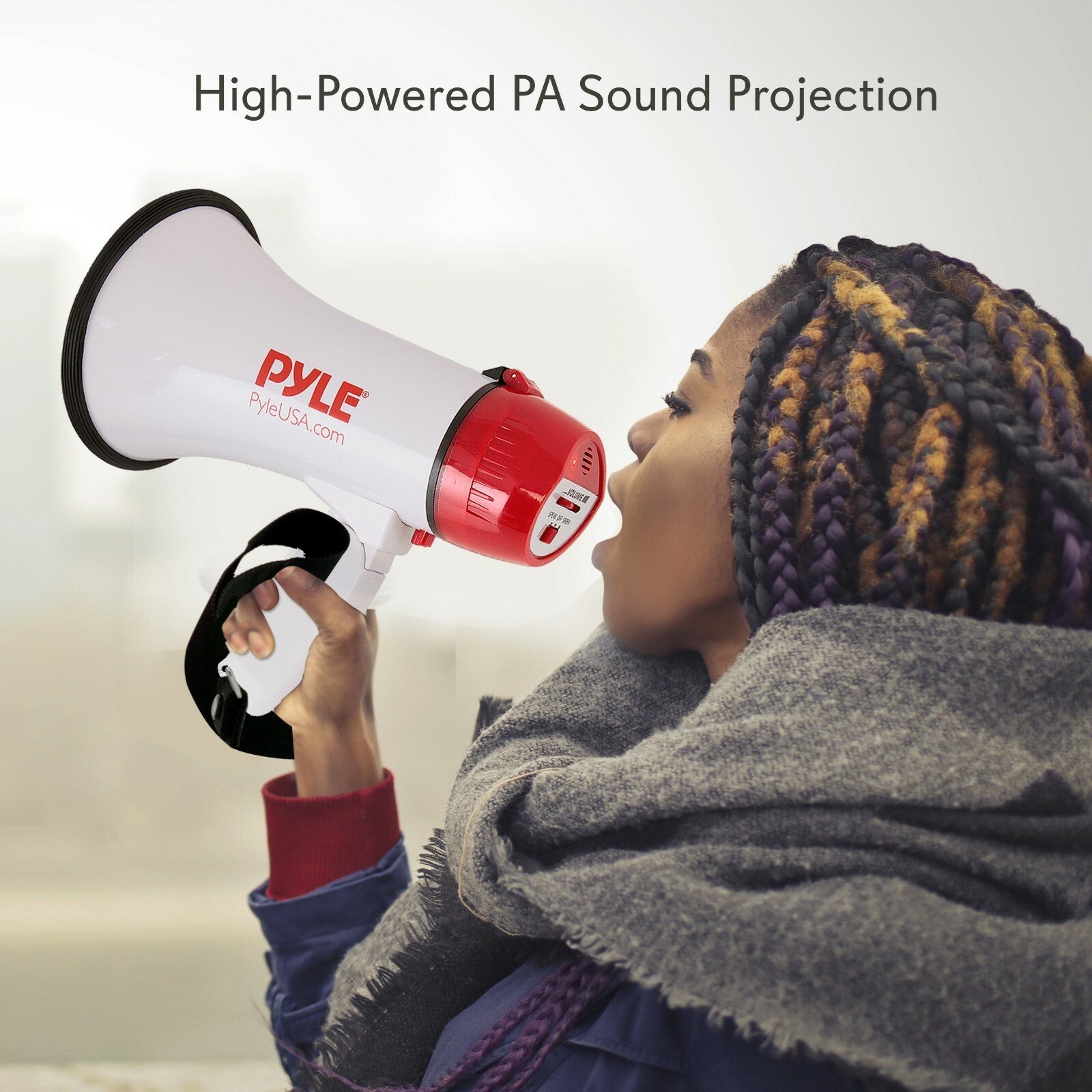 Pyle Compact Megaphone Speaker Battery Operated Siren Alarm Mode Volume