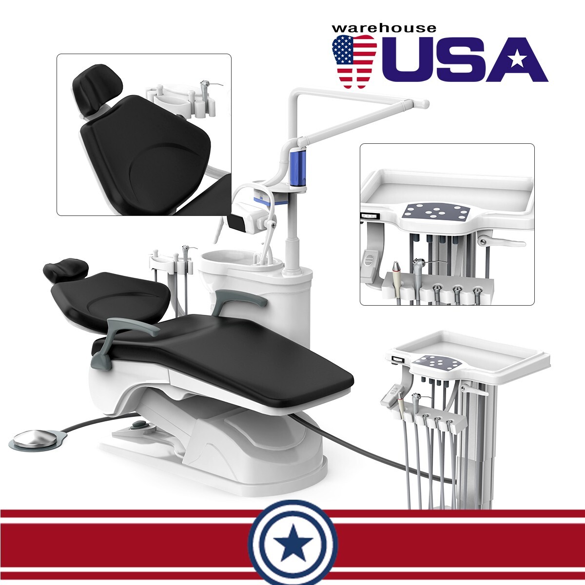 USA Dental Unit Chair Integral Computer Controlled DC Motor /Mobile Cabinet Cart