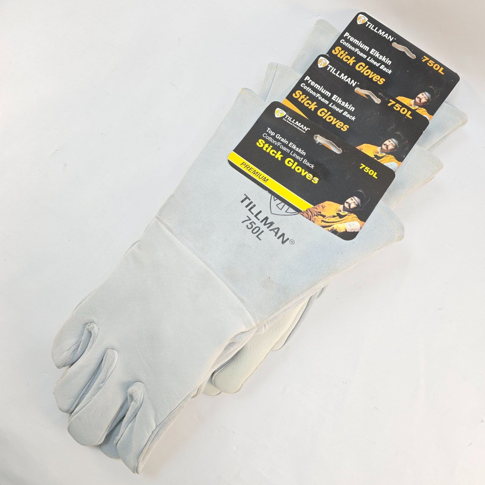 3 Pair Tillman 750L Premium Elkskin Stick/MIG Welding Gloves (Large)