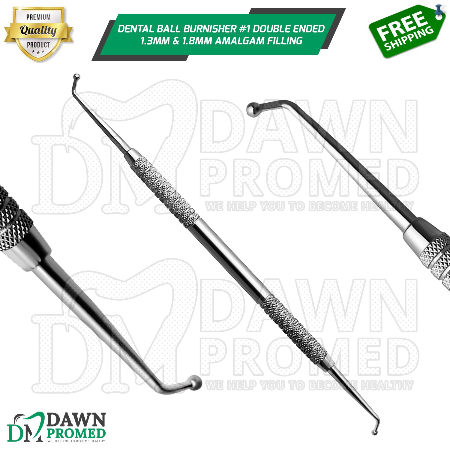 Dental Ball Burnisher 1 Double Ended 1.3mm & 1.8mm Amalgam Filling Instruments