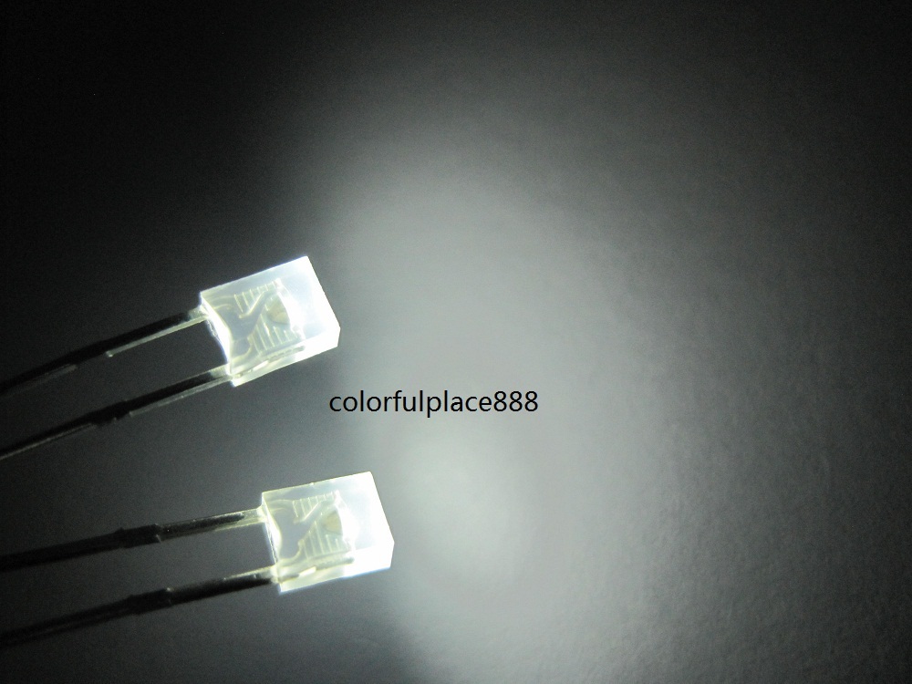 100pcs, 2x3x4mm 2x3x4 mm White Diffused Rectangle LED Leds Lamp Free Resistors