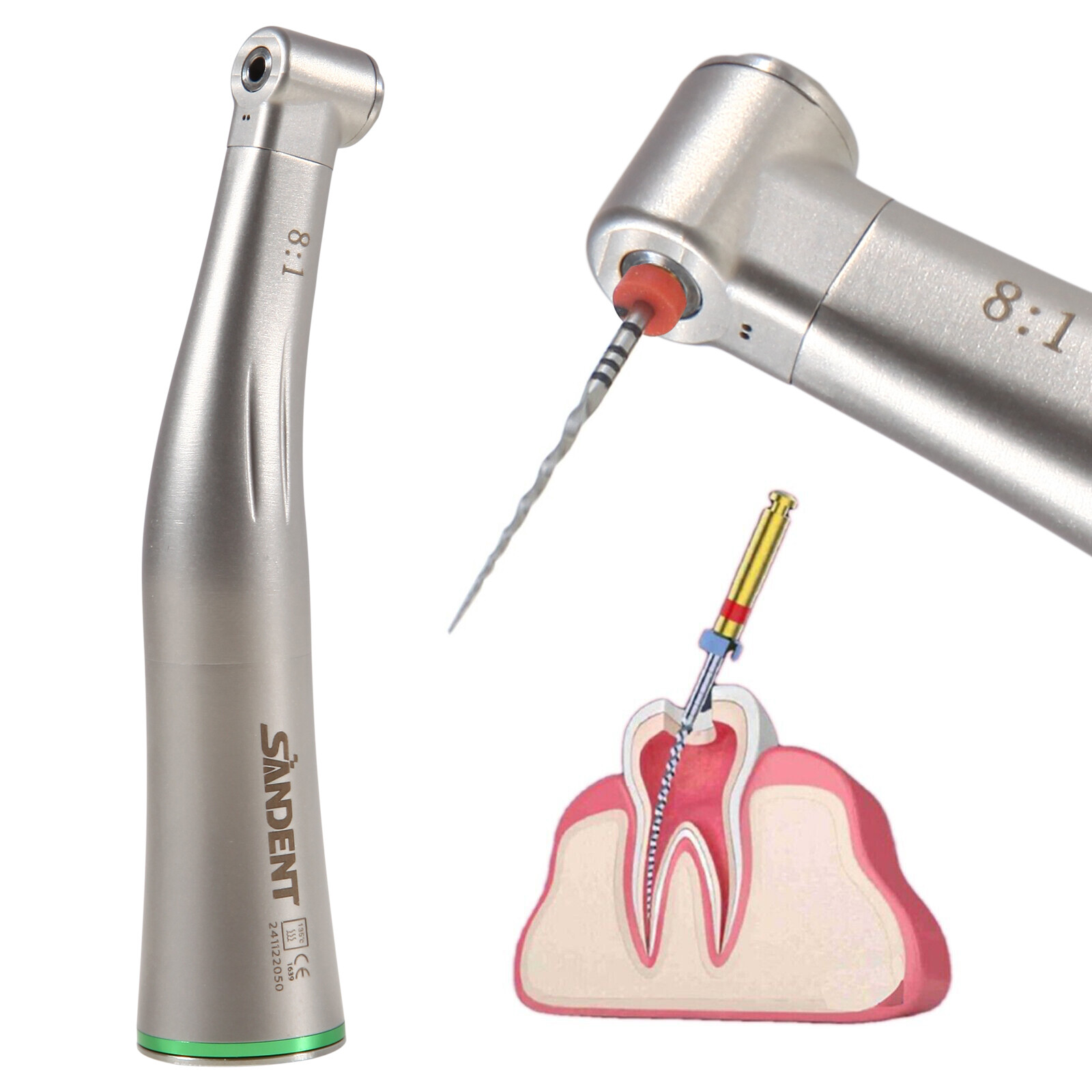 Dental 8:1 Endo Handpiece For Promark Endodontic Motor Contra Angle Push Button