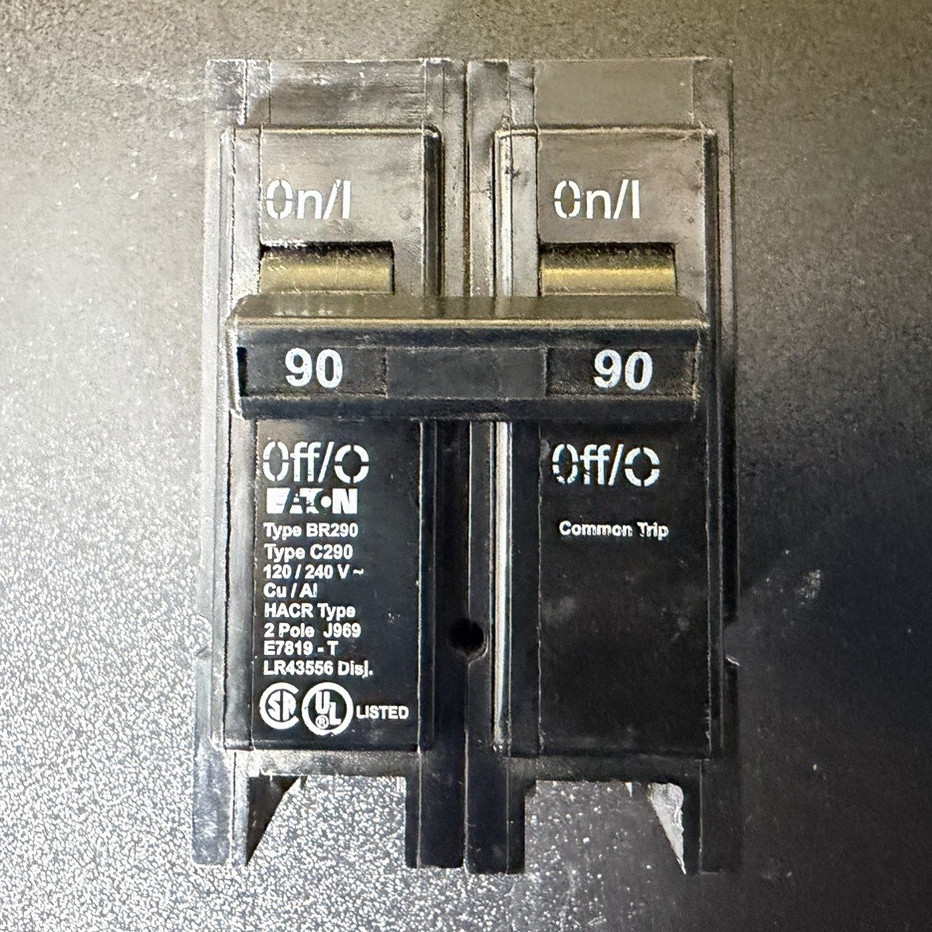 Eaton BR290 90A 2-Pole 120/240V Plug-On Circuit Breaker, Trip Indicator