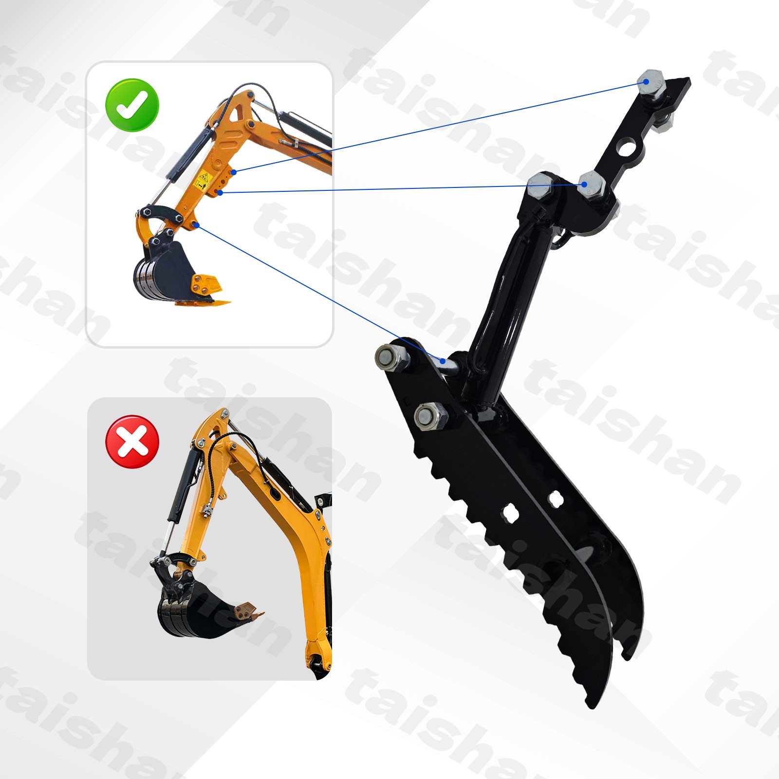 L-Shaped Bracket Hydraulic Thumb Clip For Mini Excavators Attachments 3-Holes