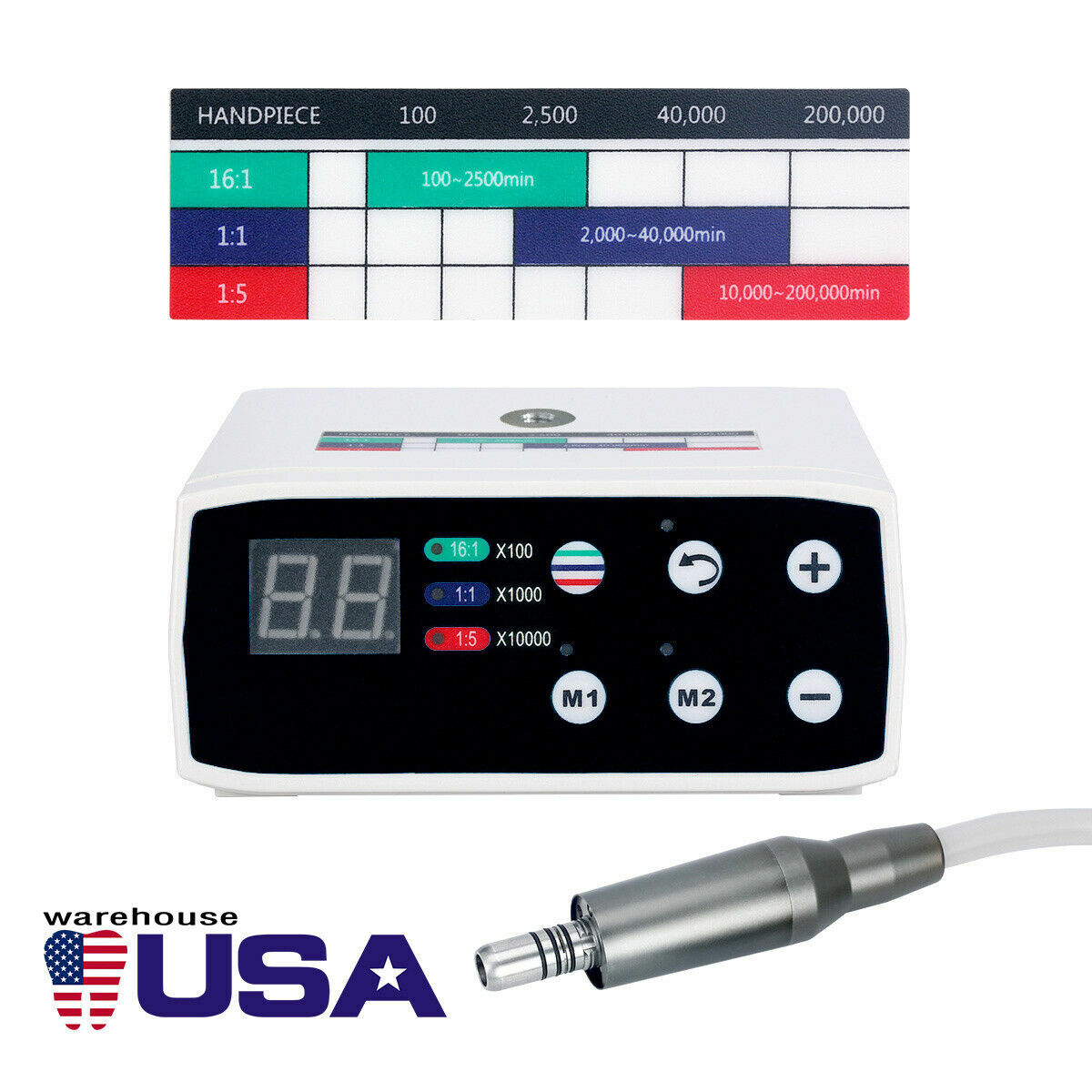 Dental Brushless LED Electric Micro Motor 1:5/1:1 Increasing Handpiece UPS