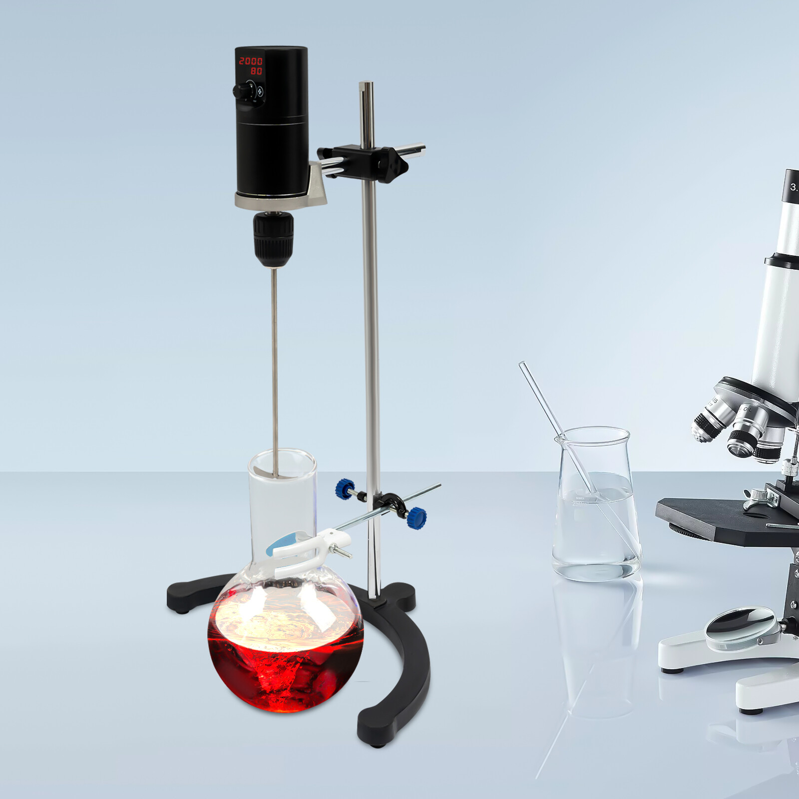 Electric Overhead Stirrer Max.40L Digital Lab Mixer Time & Speed Adjustable 120W