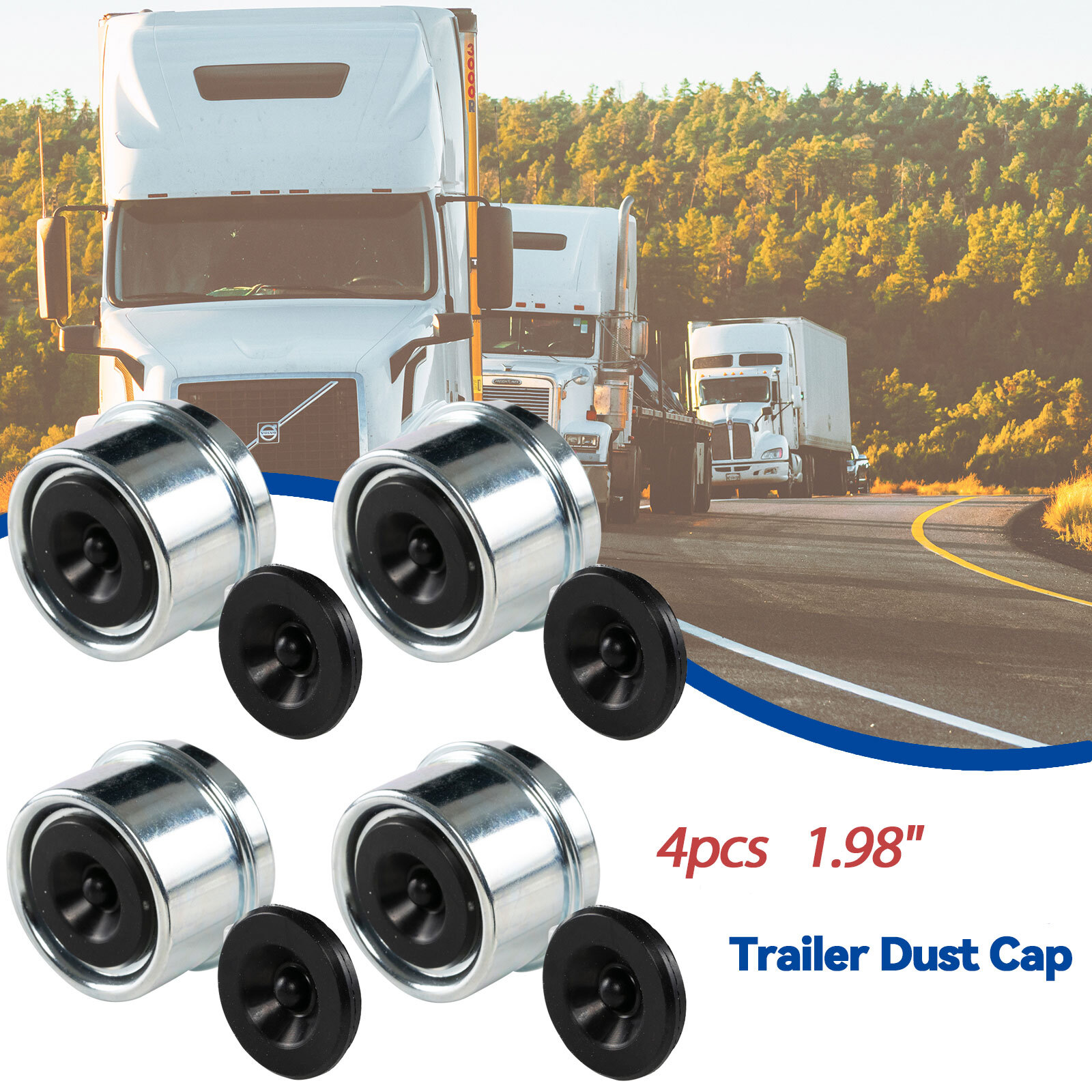Qty 4 1.98″ Dexter EZ Lube Trailer Axle Dust Cap Grease Cover Extra Rubber Plug