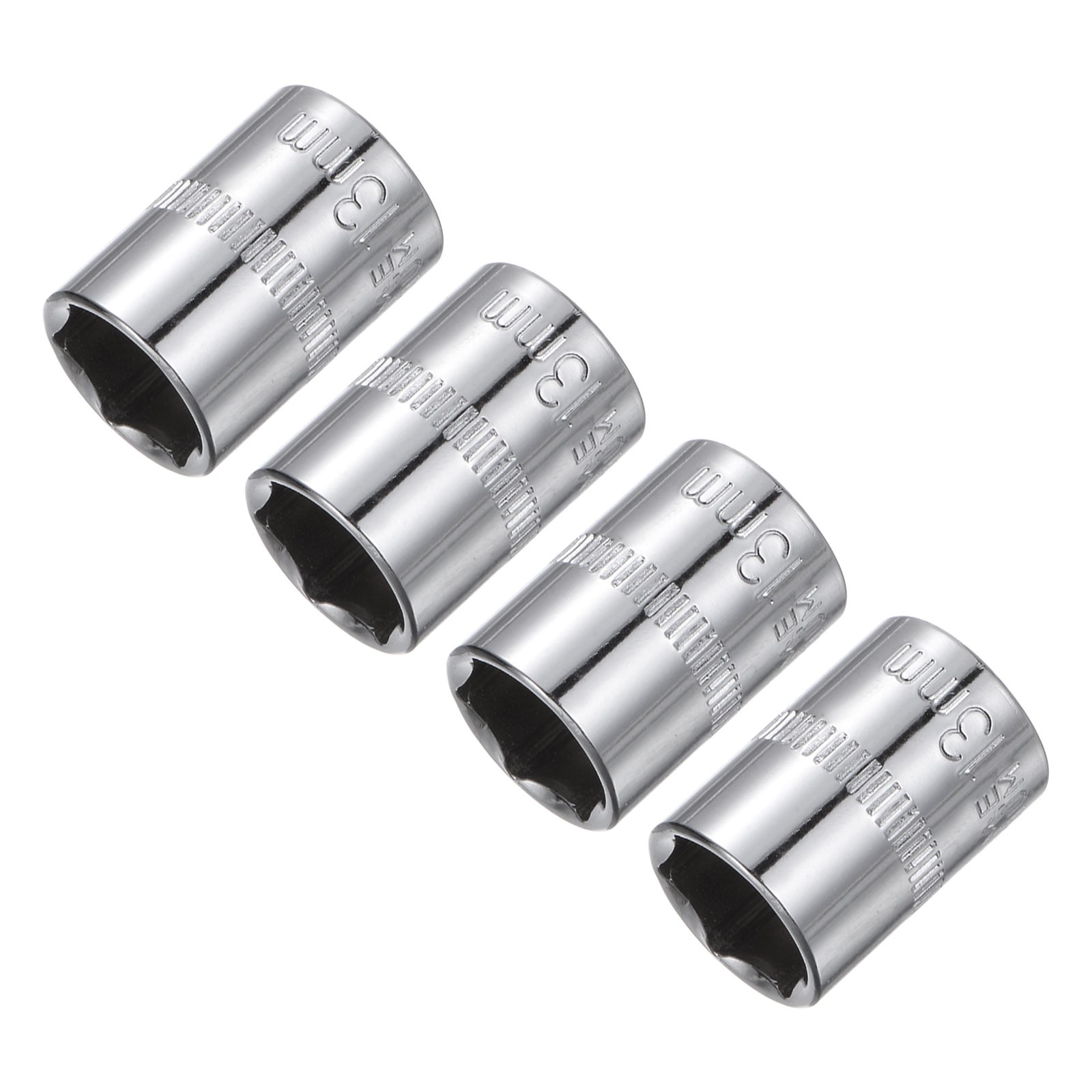 4PCS 1/4-” Drive 13mm Steel Chrome Plated 6-Point Shallow Socket