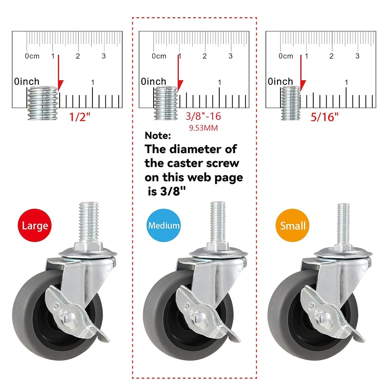 3 Inch Caster Wheels Threaded Stem Casters Set of 4 Heavy Duty Swivel Wheel