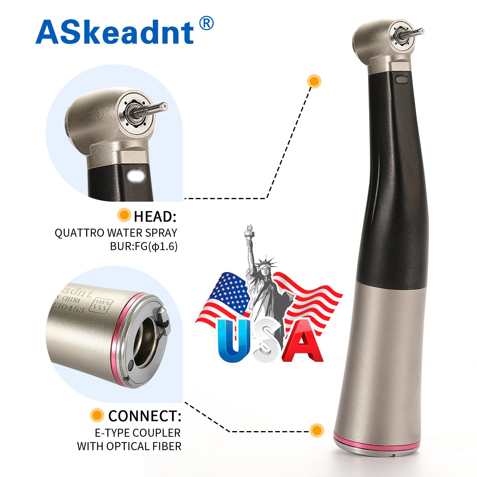 NSK Style Dental 1:5 Speed-increasing Contra Angle Handpiece Inner Water Spray