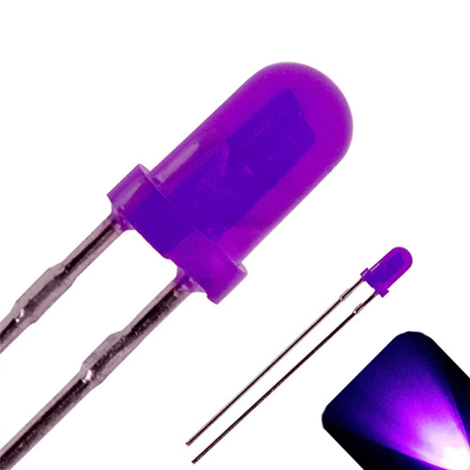 10 x LED 3mm UV / Purple Diffused Ultra Bright Round Top LEDs Light Lamp RC Car