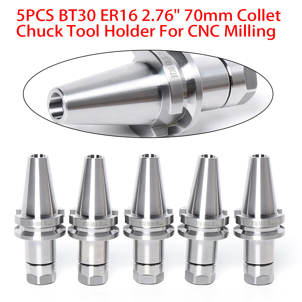 BT30 ER16 2.76″ 70mm 5PCS KIT Collet Chuck Tool Holder Balance 12000RPM BT30 5PC