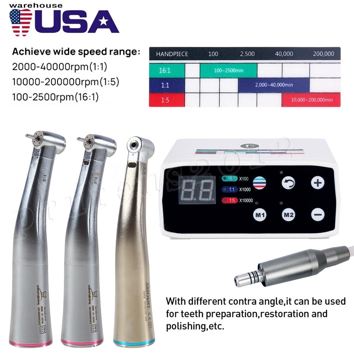 Dental Electric Motor System Clinical Micromotor 1:1 1:5 Handpiece