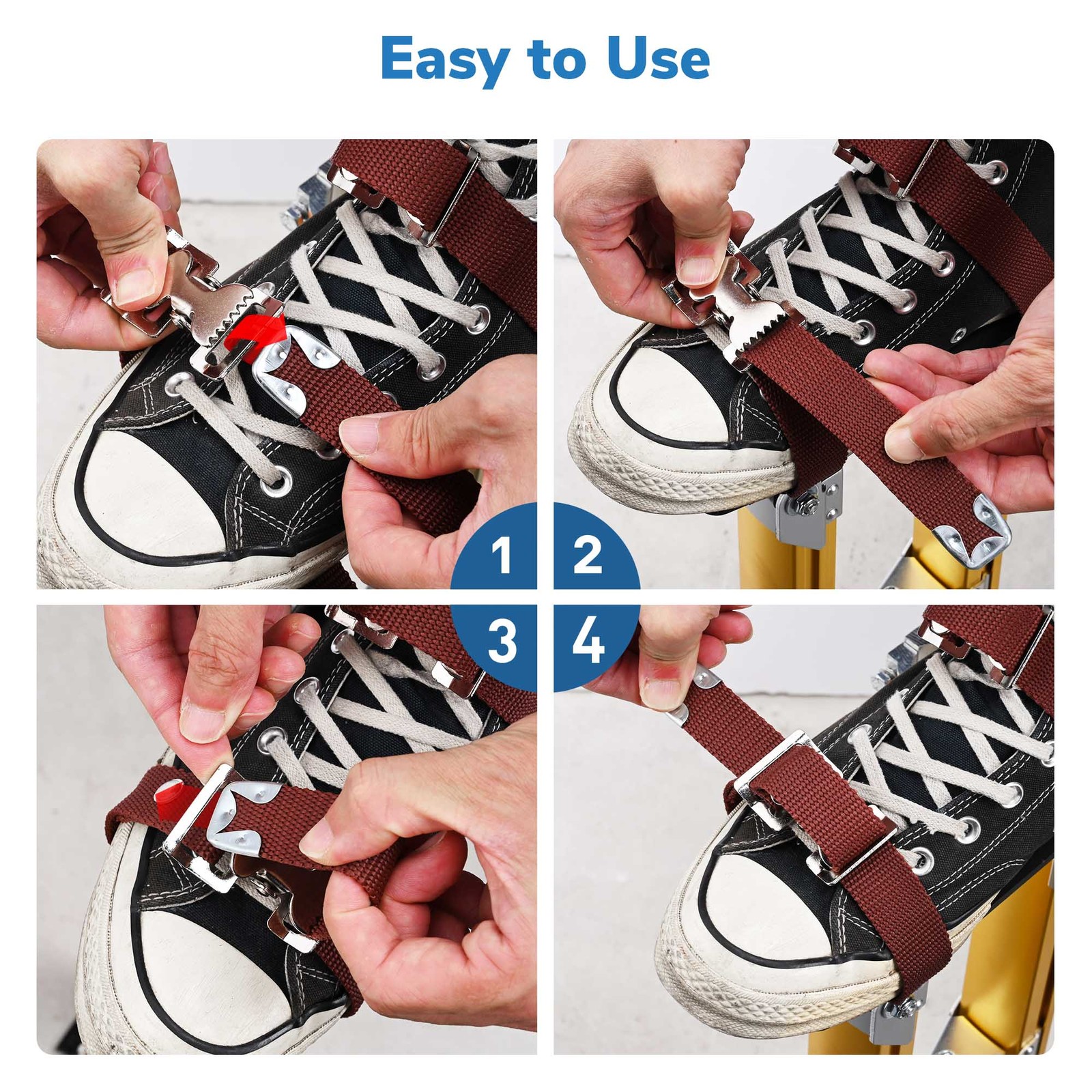 Yescom 4 pcs Drywall Stilt Straps Adjustable Foot Band Replacement Part Kit