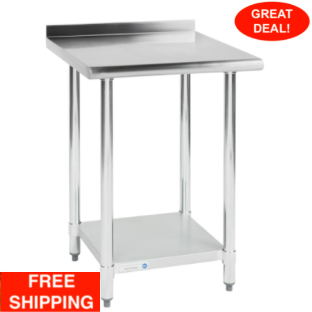 24″ x 24″ Stainless Steel Work Table W/ Undershelf & 2″ Rear Upturn Kitchen NSF