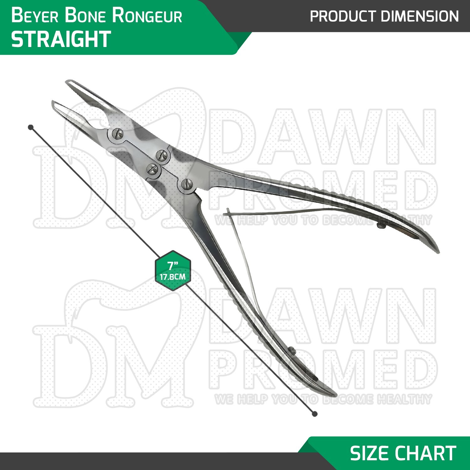 Beyer Bone Rongeur Straight 3.5mm Bite 7″ Double Action Orthopedic Instruments