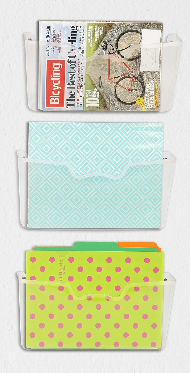 Simple Houseware Clear Single Pocket Wall Mount for Hanging 3 Pack,