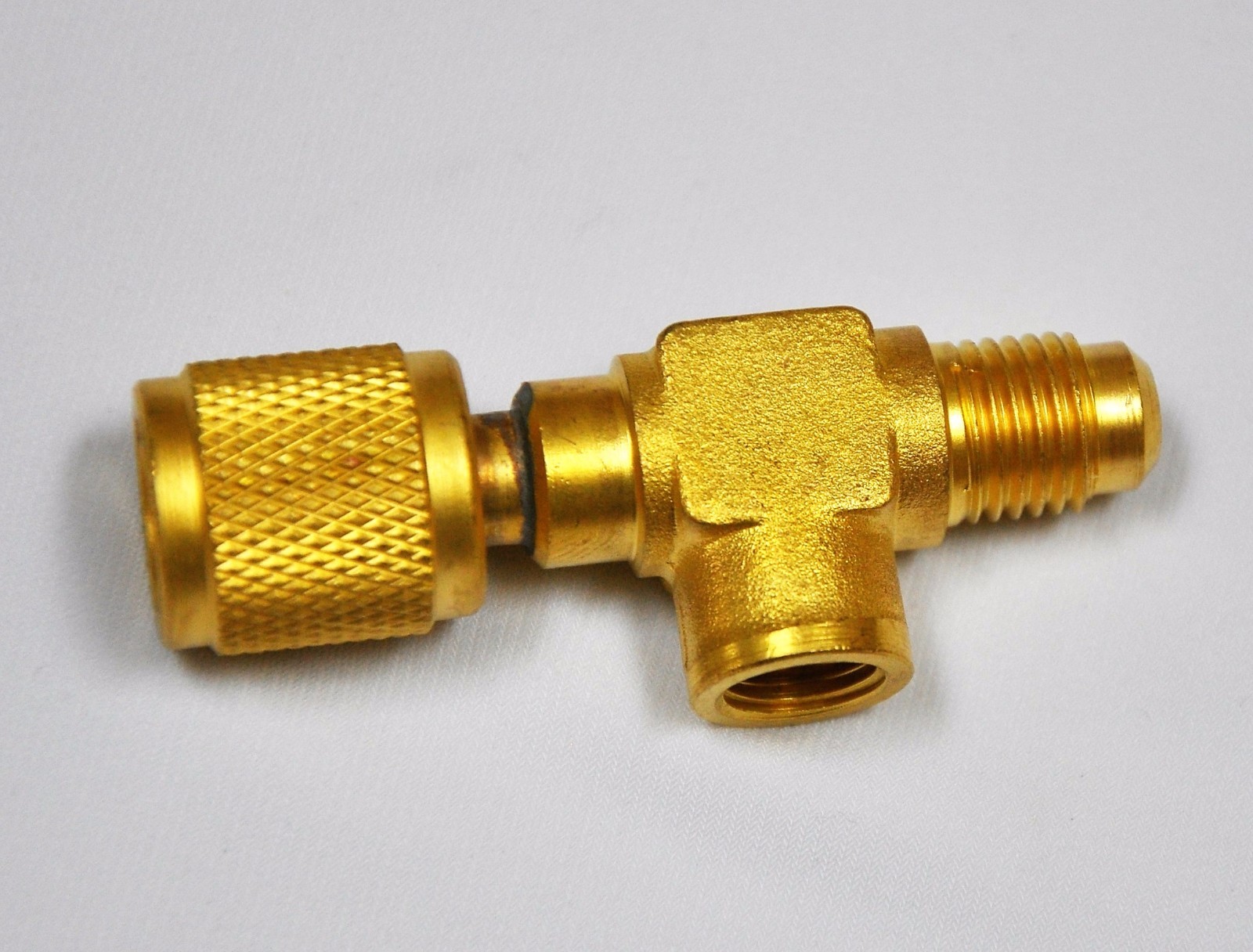 T-Adapter Size:1/4X1/8X1/4″Add Gauge at Deep Vacuum Pump/Manifold NPT/Flare HVAC