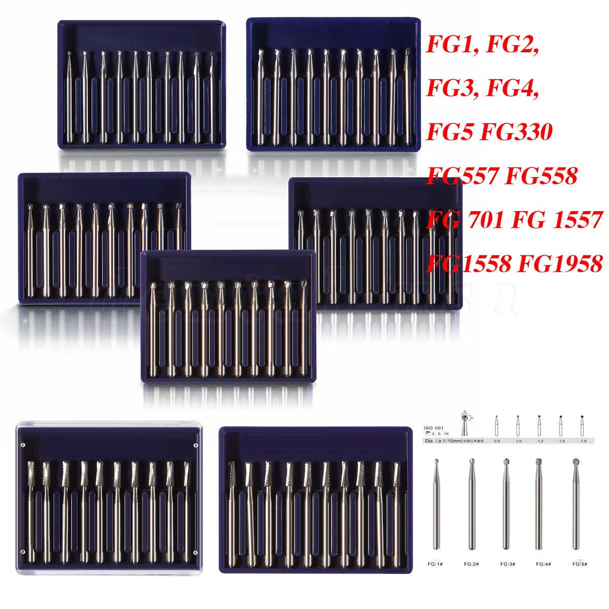 Dental Burs FG 330 557 701 Pear High Speed Tungsten Carbide Burr 19mm Midwest